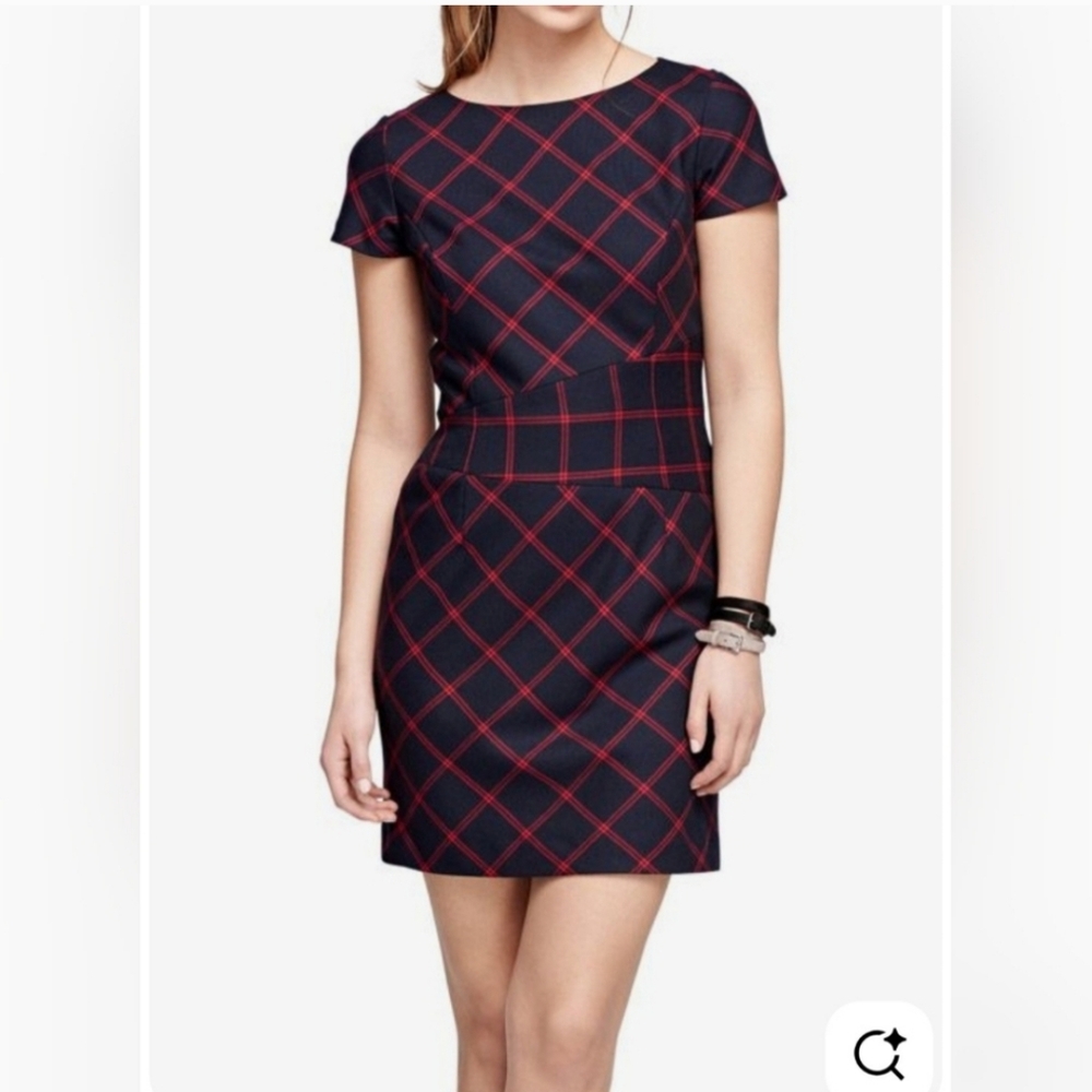 NWT Brooks Brothers Red Fleece Wool Windowpane Sheath Dress